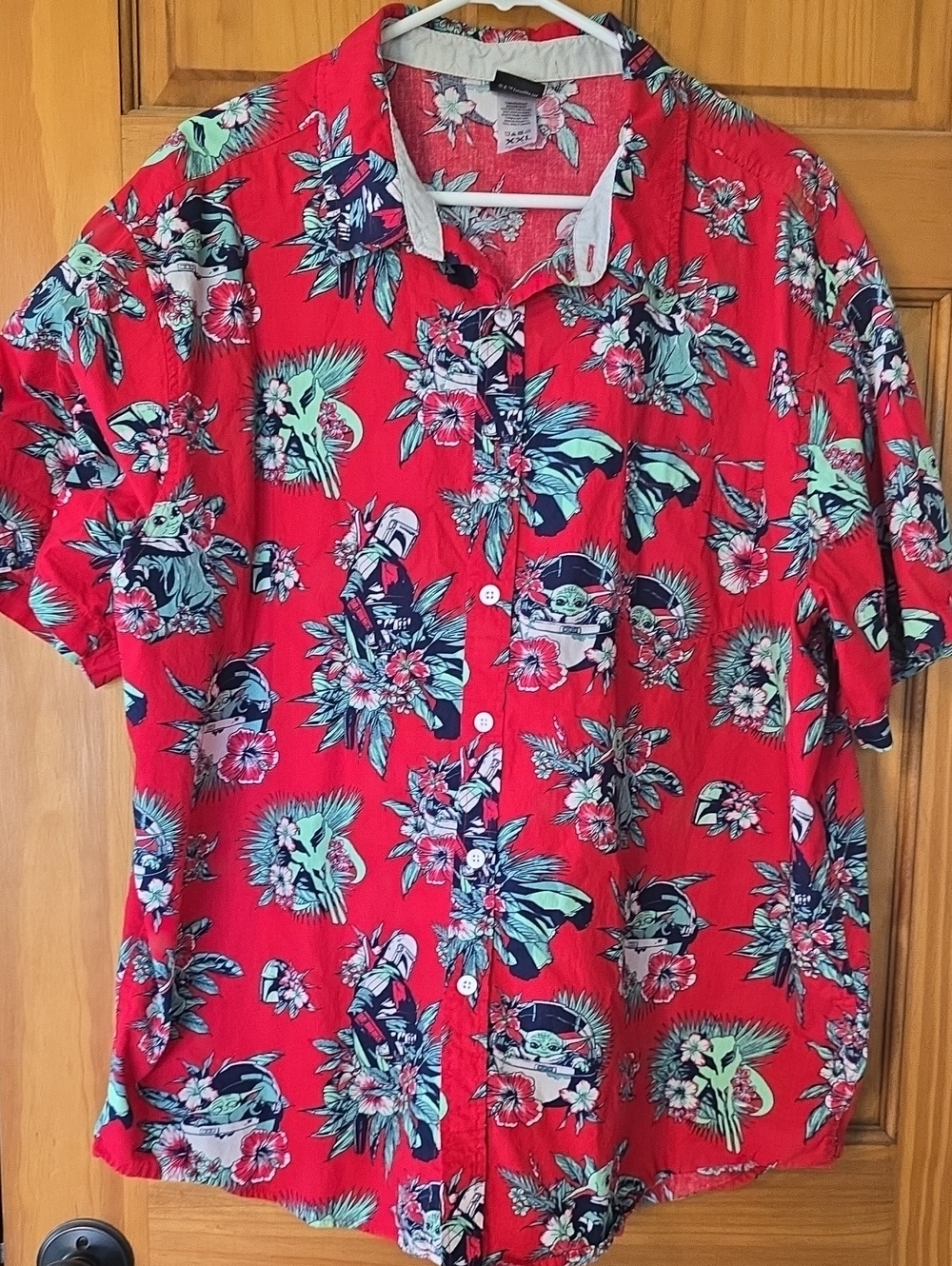 Star Wars Mandalorian Grogu Hawaiian  Short-Sleeve Button-Down Shirt